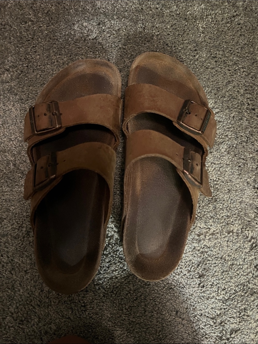Brown Birkenstock Double-Buckle Slide Sandals